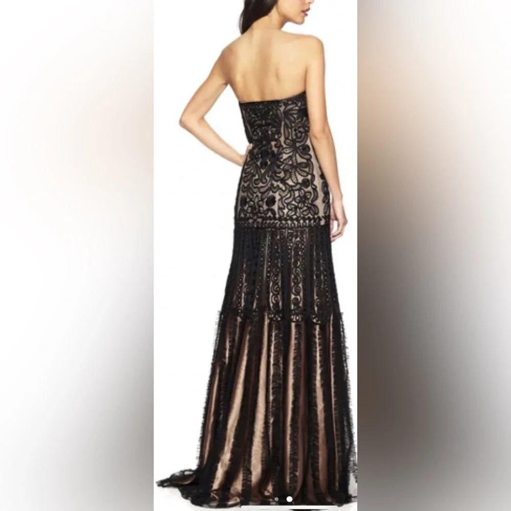 Sue Wong Nocturne Black Strapless Long Sequin Beaded Dress Sz 12 - Picture 2 of 6